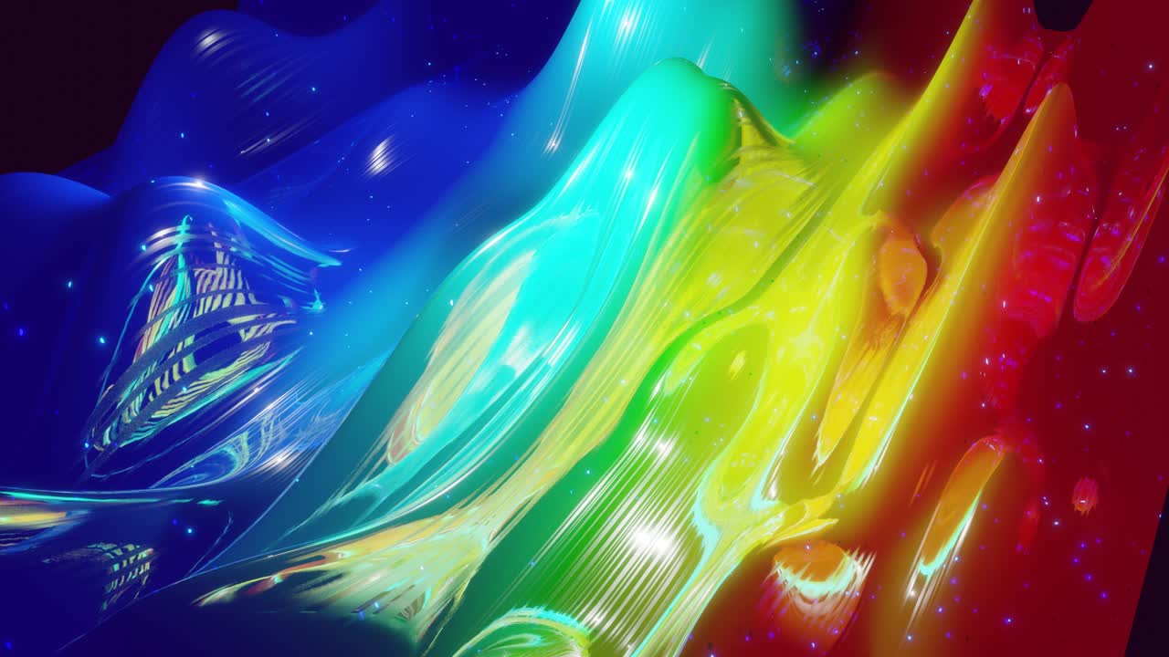 아름다운 파동, 빛나는 반이는 빛, 밝은 색 gradient, 무지개 색상과 함께 추상적인 3d 표면. 파동은 매우 반이는, 반이는 표면에서 빛나는 반려와 함께 실행됩니다. 4k 루프 애니메이션.
