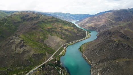 beautiful landscape with river of turquoise waters around cromwell