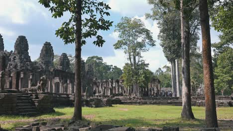 timelapse of a temple near angkor wat in lush green grounds