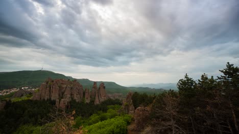 a sunrise timelapse of the famous belogradchik rocks next to belogradchik in the bulgarian stara planina mountain