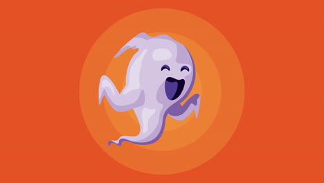 feliz animación de halloween con fantasma