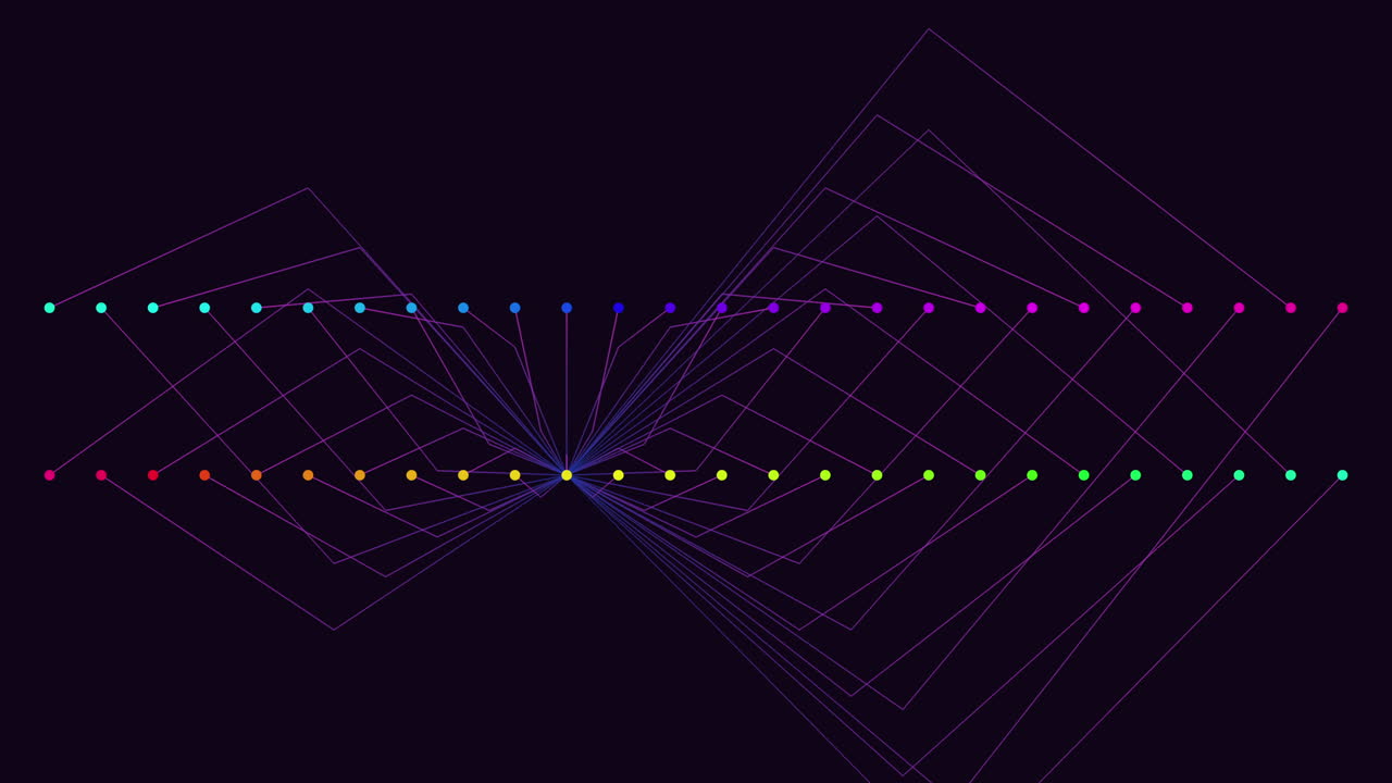 다채로운 선의 대칭 격자는 기하학적 패턴을 만니다.
