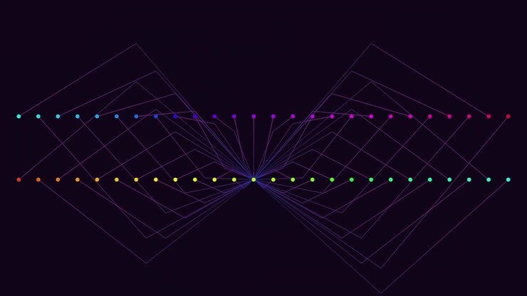 Symmetrical grid of colorful lines creates geometric pattern