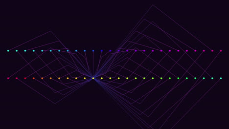 Symmetrical grid of colorful lines creates geometric pattern