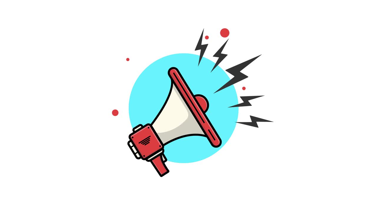 Animated Megaphone Icon with Sound Waves