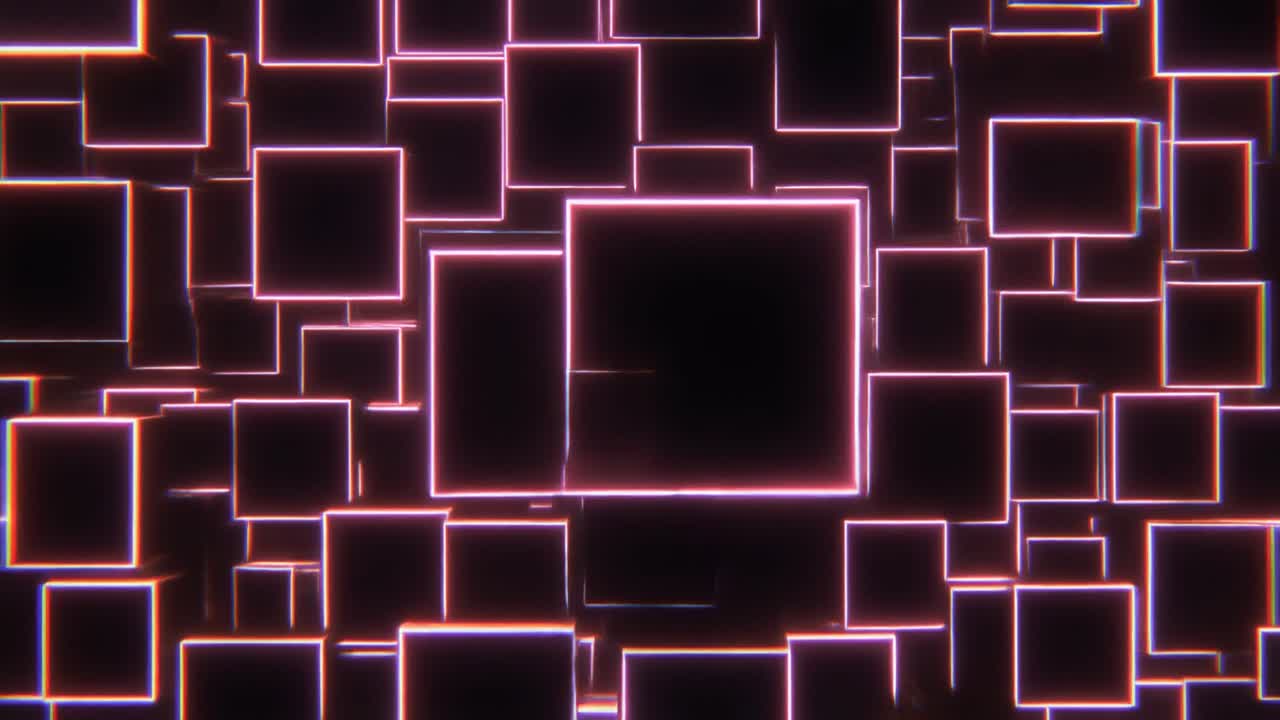 Futuristic Abstract Pattern of Glowing Pink Neon Squares