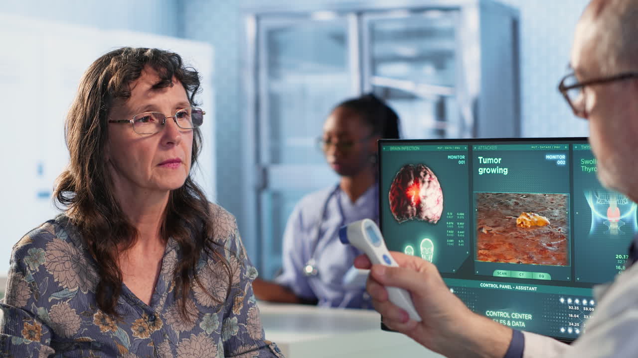 Vertical Video General practitioner taking the fever measurements on a thermometer