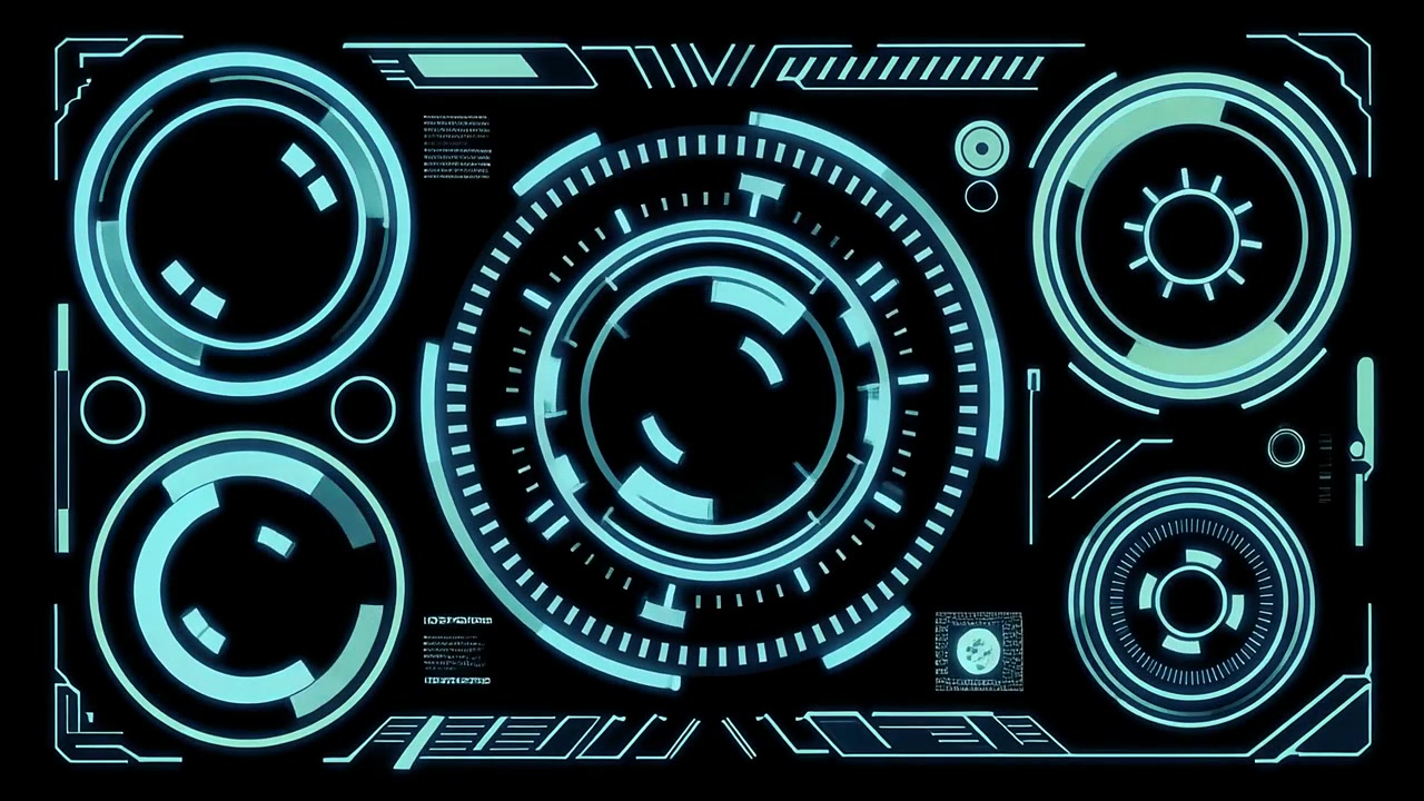 Abstract Futuristic HUD Interface with Glowing Blue Digital Elements