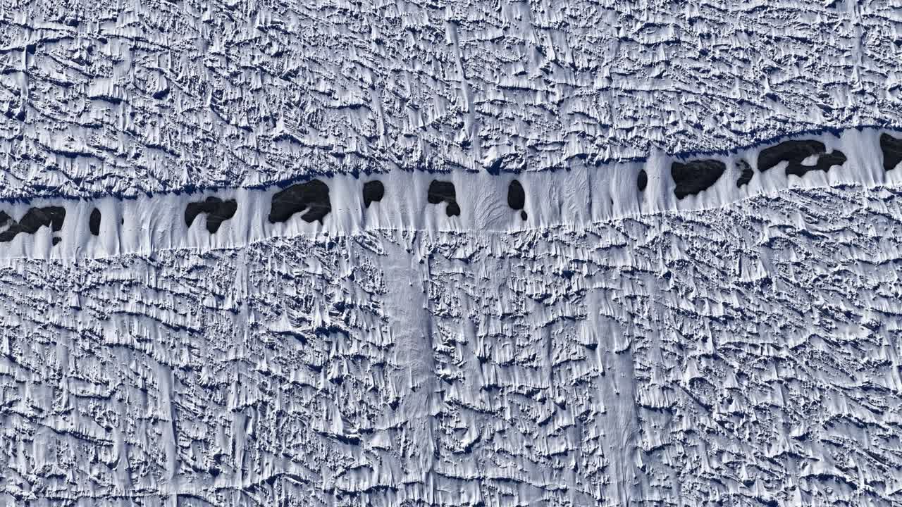 Abstract aerial view of snowy landscape in Latvia during winter season