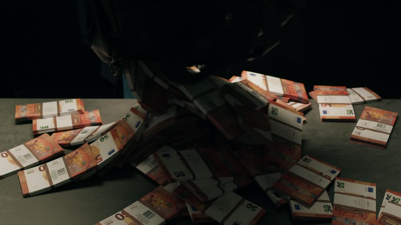 Specialised police officer Counting dollar banknotes in crime lab, conceptual image. High quality 4k footage