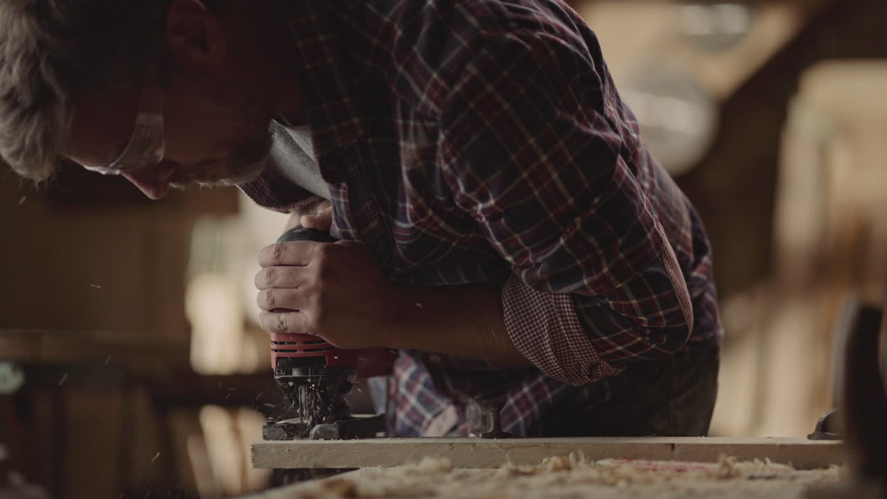 Woodworker Using Power Tool