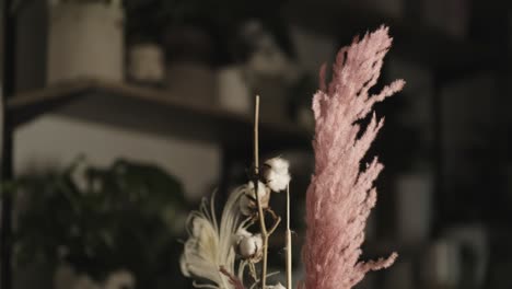 closeup of flower arrangement in vase, florist shop.