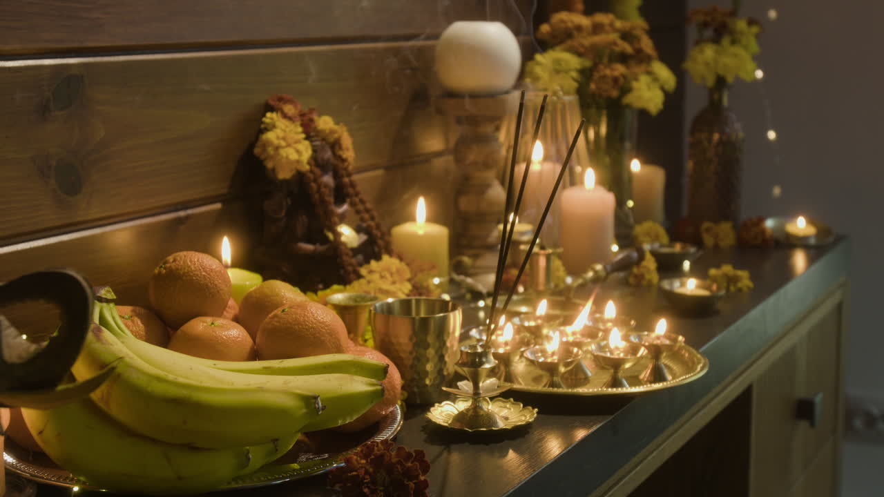 Diwali Celebration with Candles and Incense