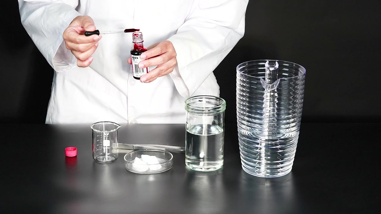 Scientist prepares dry ice experiment with precision