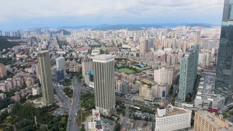 aerial shot of dalian city center