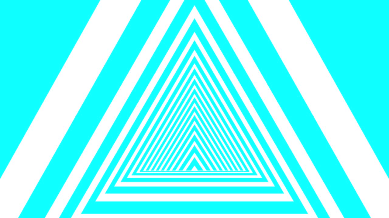 luz de bucle sin costuras de neón azul y blanco forma de triángulo abstracto fondo animado estilo de túnel hipnótico.