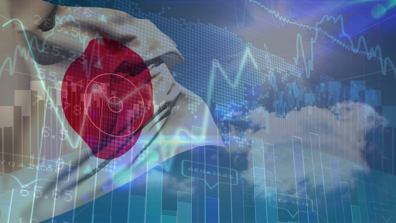 일본의  ⁇ 발 위에서 데이터 처리의 애니메이션