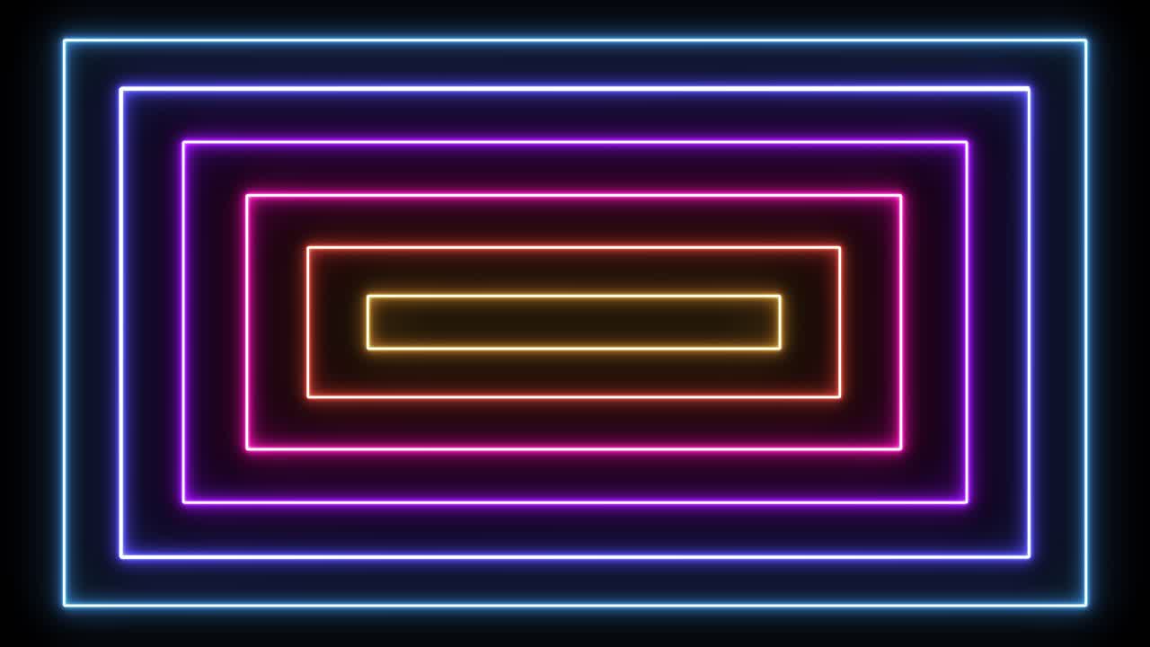 rectángulos de neón transformándose y pulsando rítmicamente.