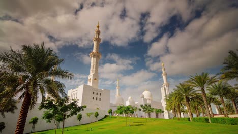 sunny day abu dhabi world famous white mosque 4k time lapse united arab emirates