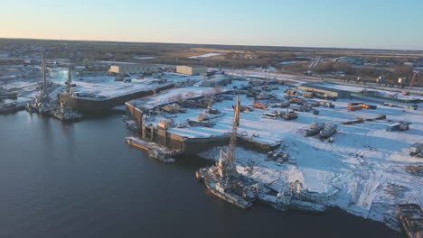 shipyard in winter