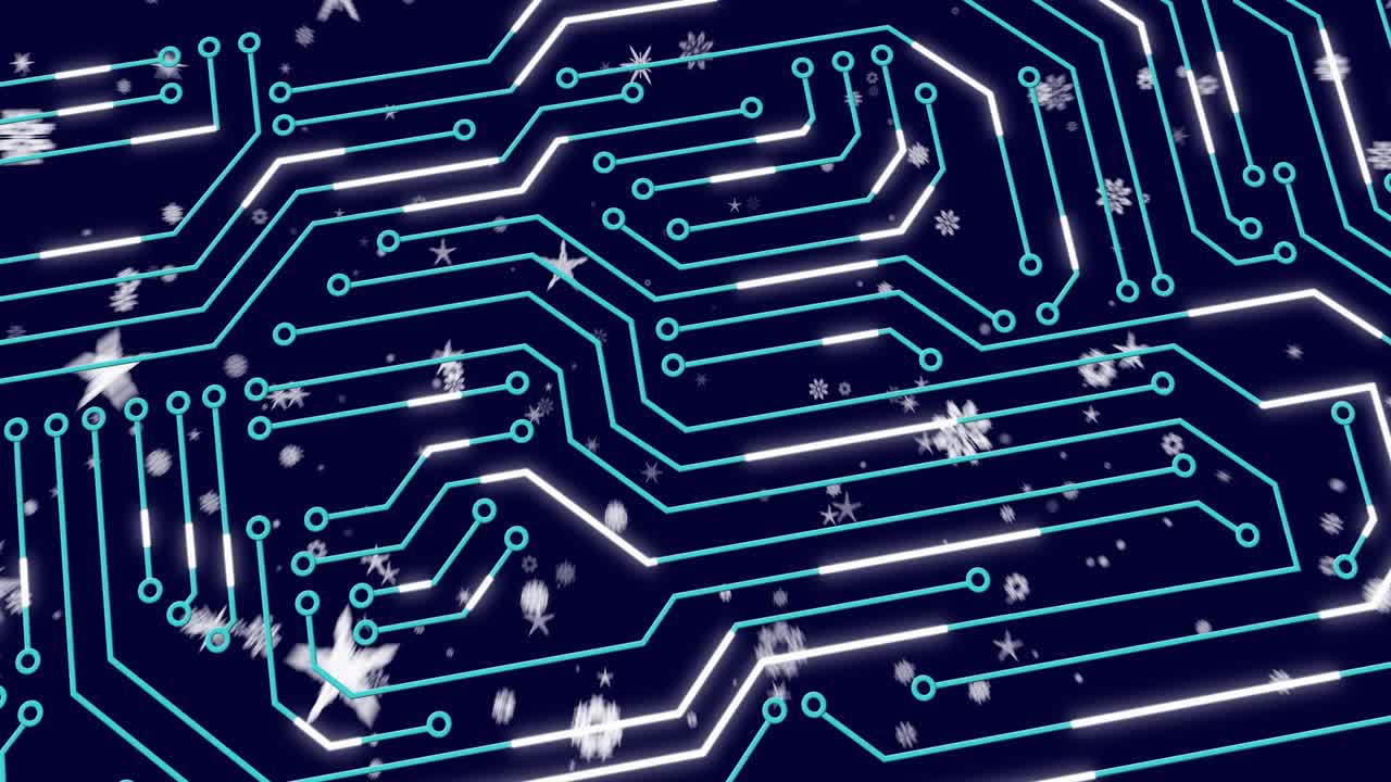 Animation of network of connections with stars over blue background