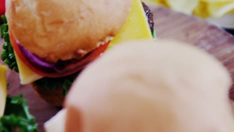 Hamburgers-served-on-wooden-board