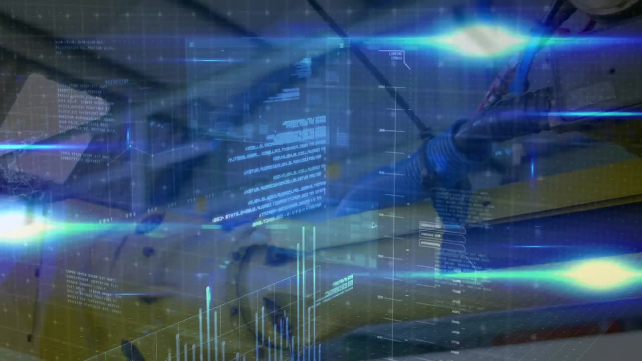 Animation of data processing over robot