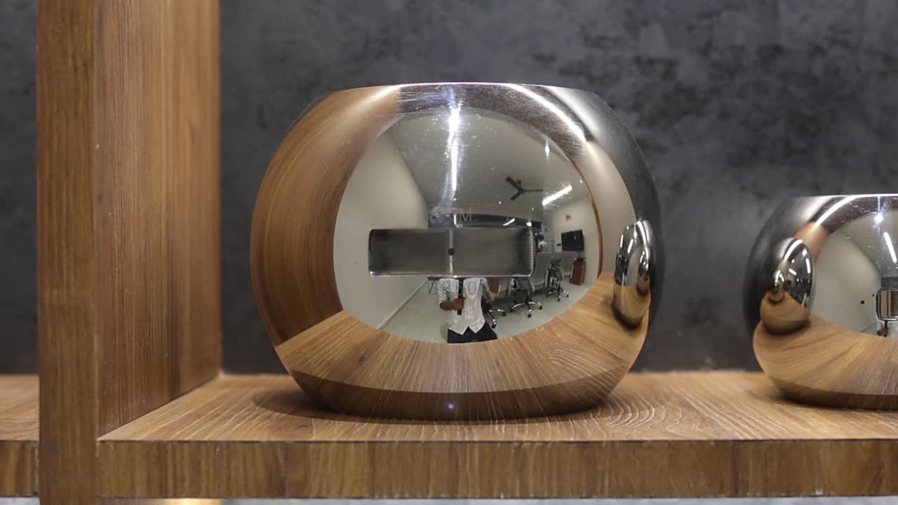 different types of metal ball in the showcase in the factory. Industry 5.0, industrial 4.0 concept