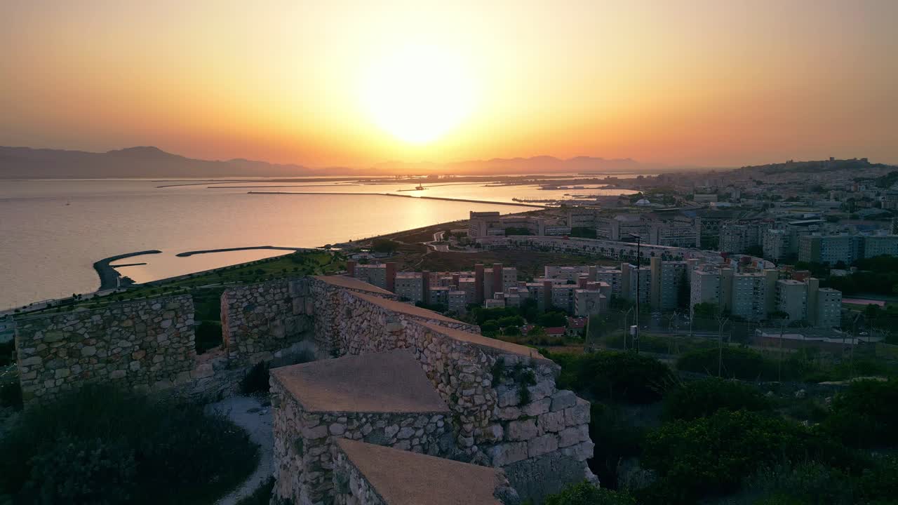 Aerial reveal, Cagliari&rsquo;s historical destination Fortino Di Sant&rsquo;Ignazio