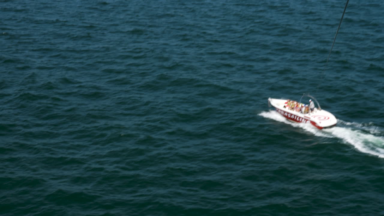 Active vacation aerial pov footage of parasailing