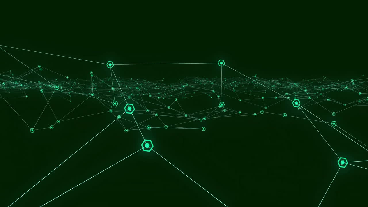 Animation of network of connections over dark background