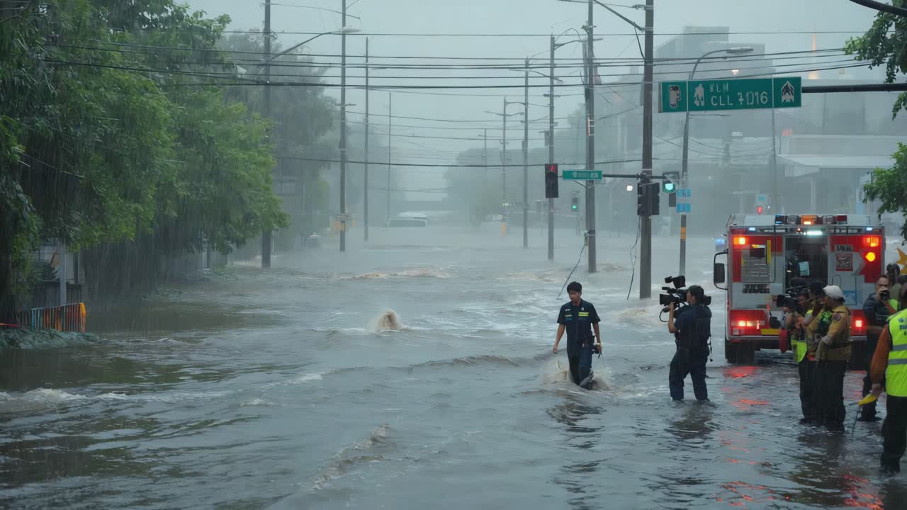 Flooding Disaster on a City Street