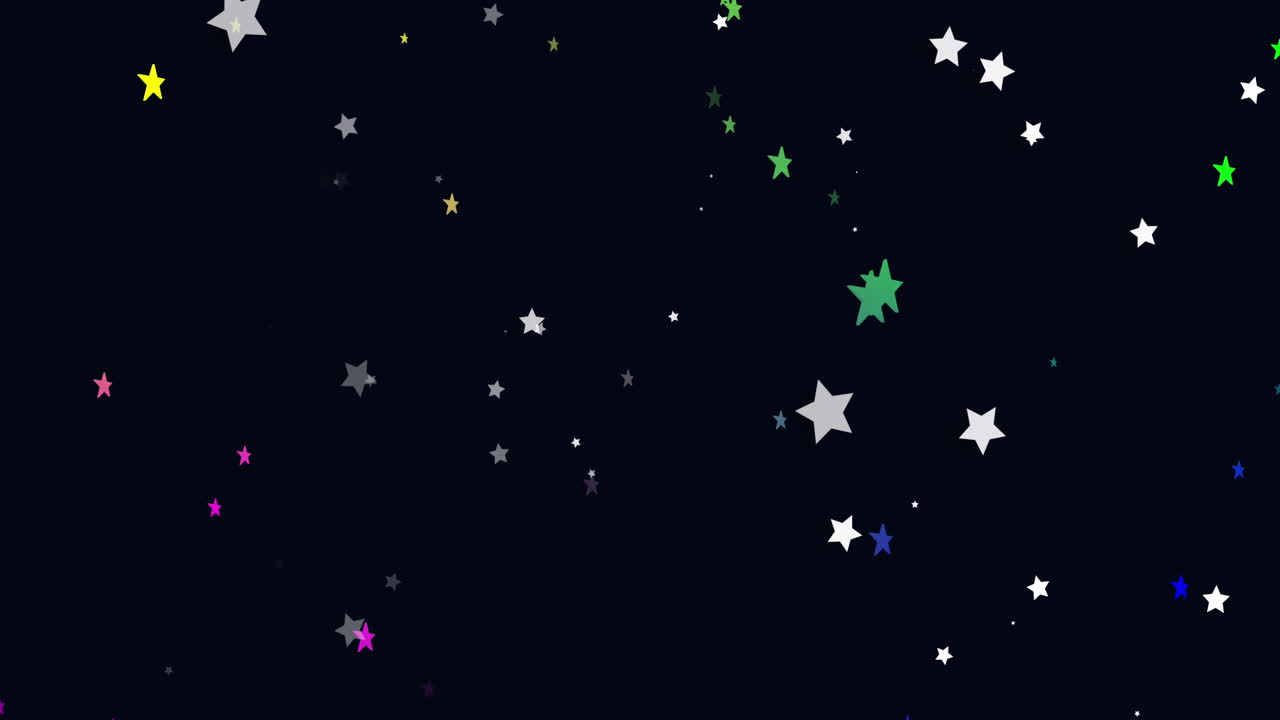 animación de estrellas de colores sobre un fondo negro
