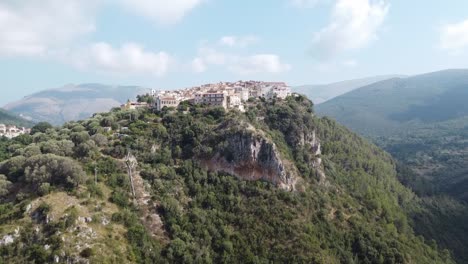 aerial landscape view of camerota, italian village on top of a cliff on the apennine mountains