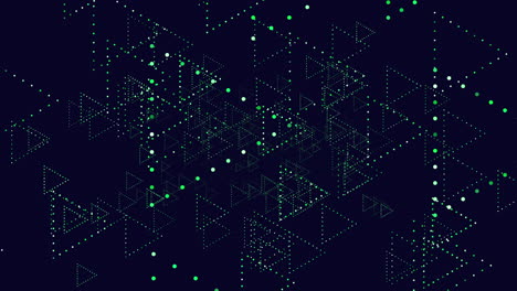 symmetrical pattern of triangles and circles on dark background