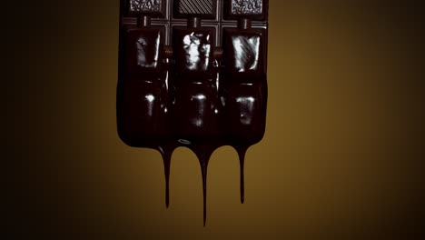 Melted-liquid-dark-chocolate-dripping-from-chocolate-bar,-molten-hot-chocolate-dessert-flowing