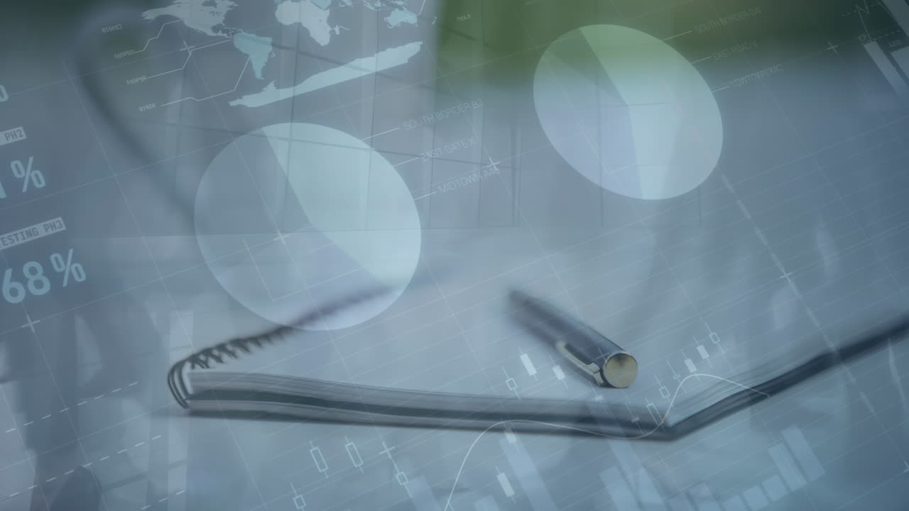 책에 펜을 넣은 인포그래픽 인터페이스의 애니메이션과 는 사람들의 시간 경과