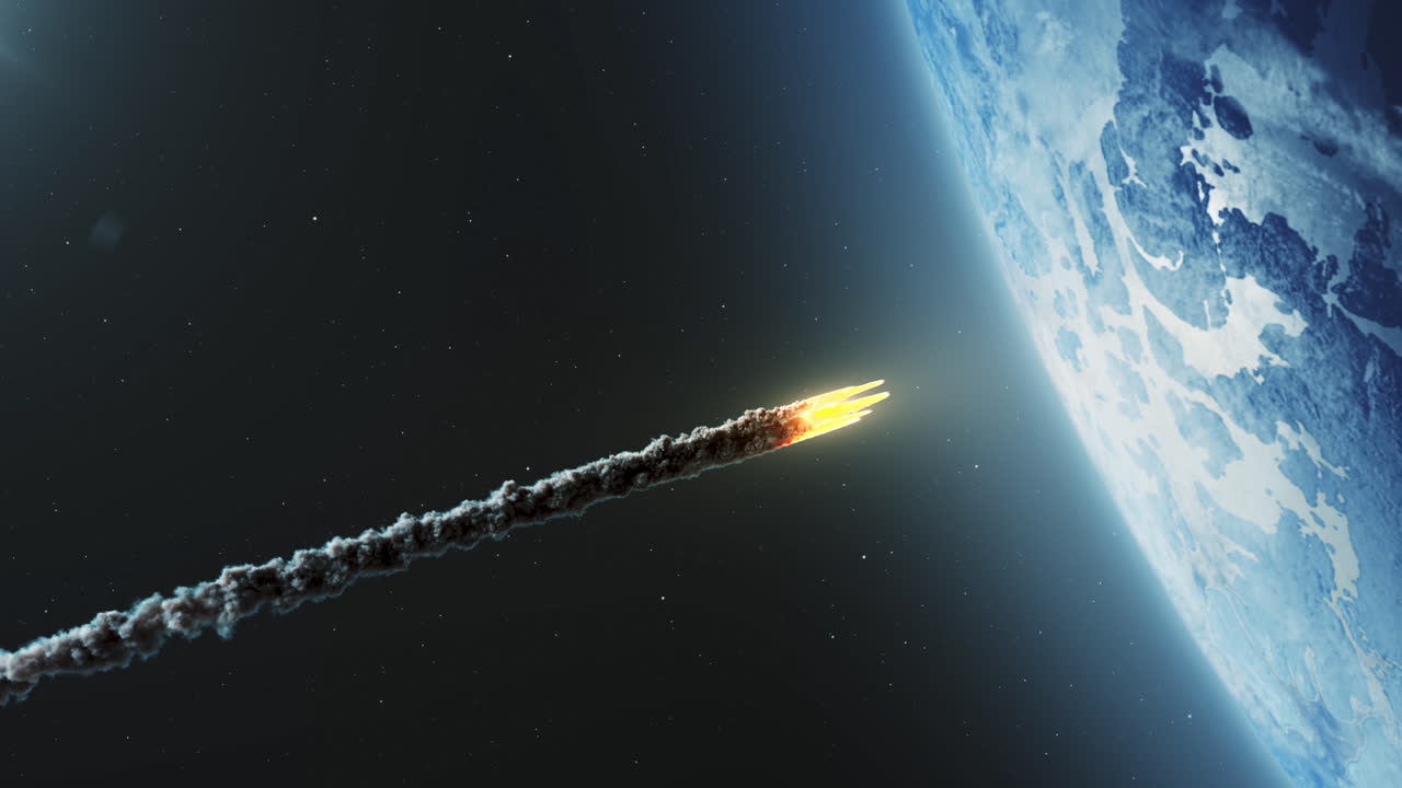 impacto de un meteorito en la tierra desde el espacio