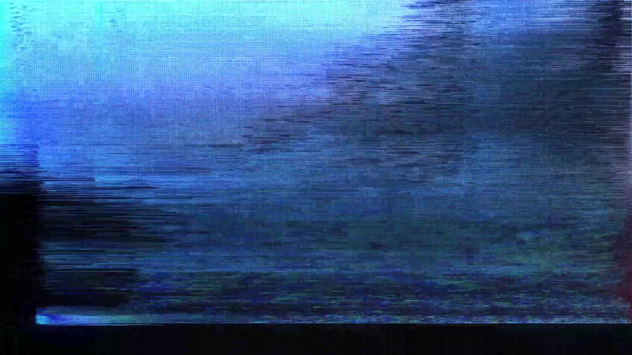 Abstract Digital Glitch Effect with Blue and Black Static