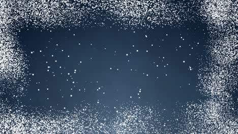 white confetti, snowflakes and bokeh lights on the blue christmas background