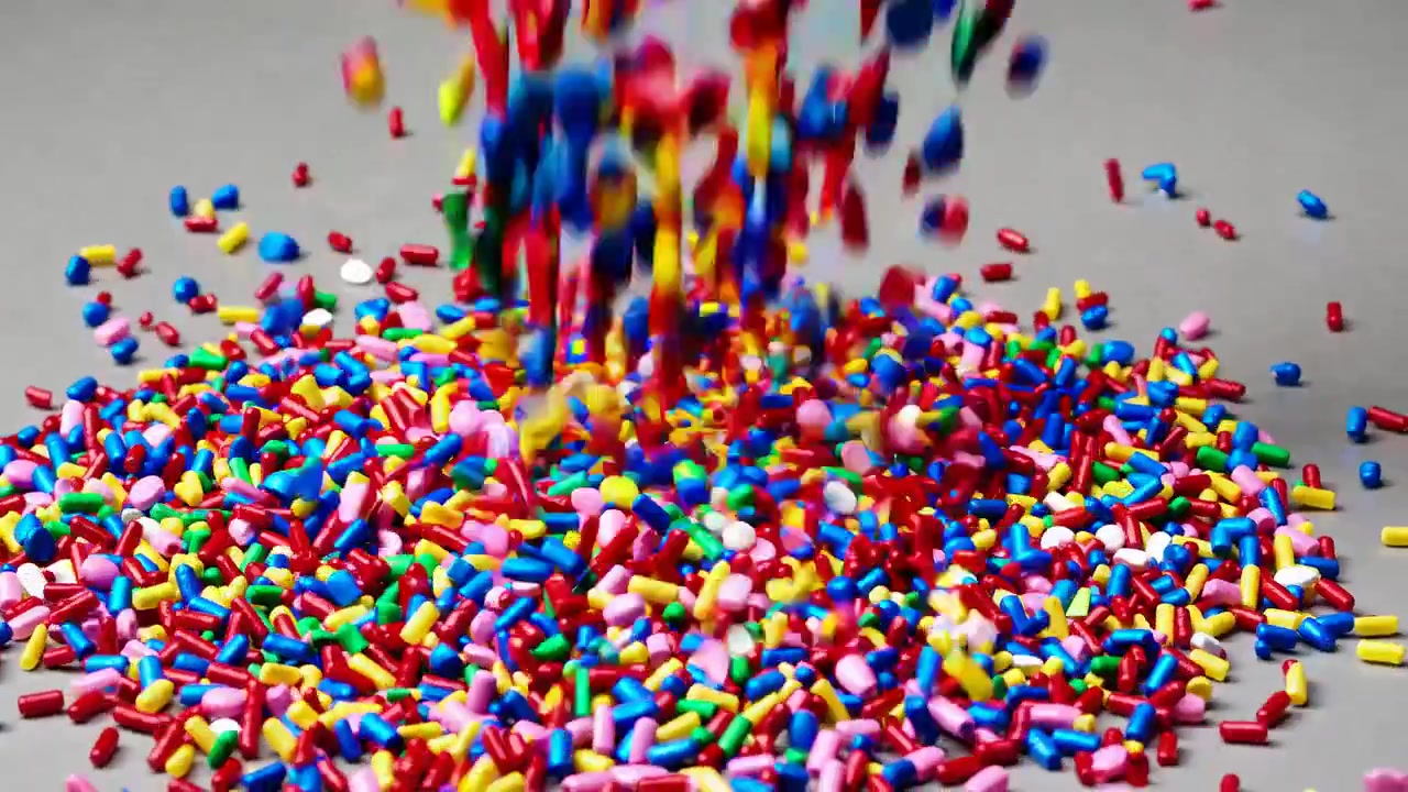 Codette Colorate Che Cadono Su Una Superficie