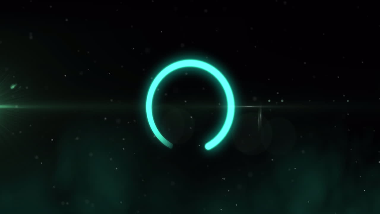 Animation of glowing loading circle digital interface