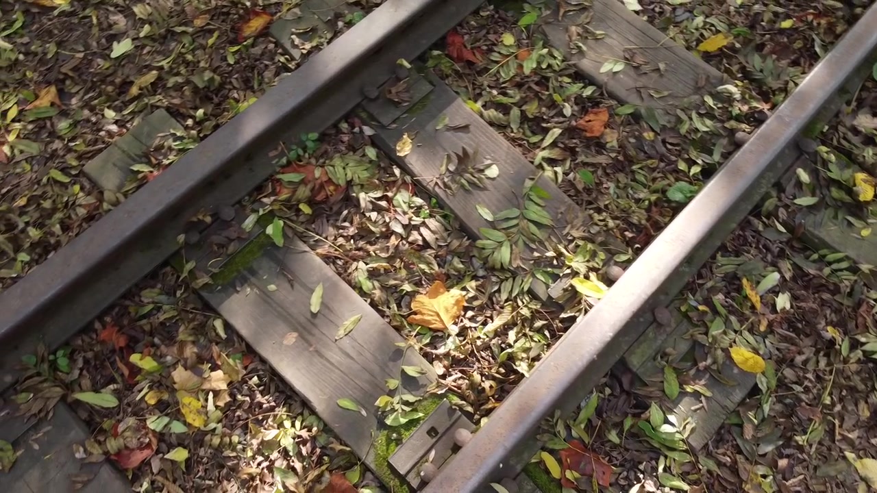 Narrow-gauge railway. Railway road. Rails and railroad tie.