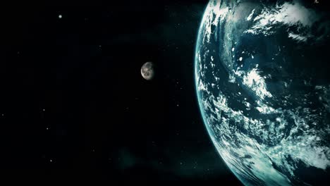 cinematic planet earth and moon in outer space