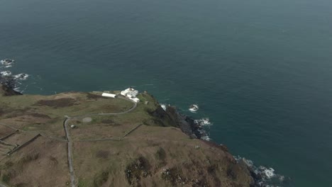 Vista-Aérea-Del-Faro-Mull-Of-Kintyre-En-Argyll-And-Bute,-Escocia