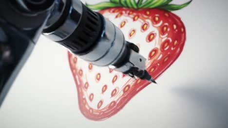 innovative robotic technology captures the art of creating a beautifully detailed strawberry illustration with precision and skill
