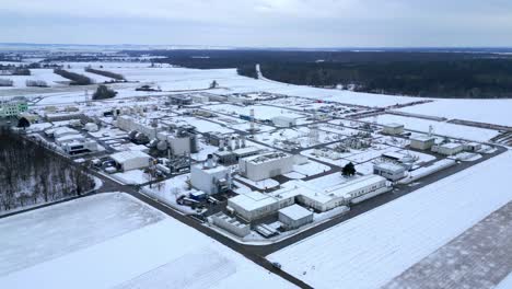 Natural-Gas-Compressor-Station-With-Snowy-Fields-In-Winter