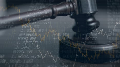 animación de las estadísticas y el procesamiento de datos financieros sobre el martillo del subastador