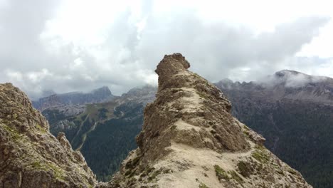 Dynamic-drone-reveal-mountain-scenery,-Italian-mountains,-Europe