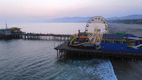 aerial of the santa monica pier at night or dusk light los angeles california 1